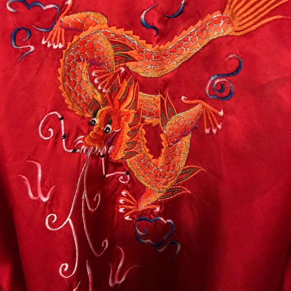 Vintage Red silk kimono imported